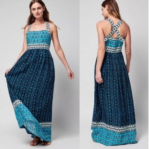 Faherty Dresses & Skirts - Faherty Gracie Linen Bali Blue Maxi Dress Small